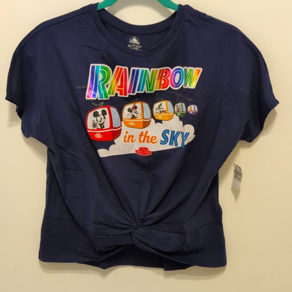 NWT Walt Disney World Skyliner Mickey Minnie Friends Twist Crop Top
